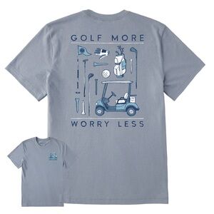 Life Is Good Golf More Worry Less Graphic Tee Men XXL Golfcore Cotton Vacation